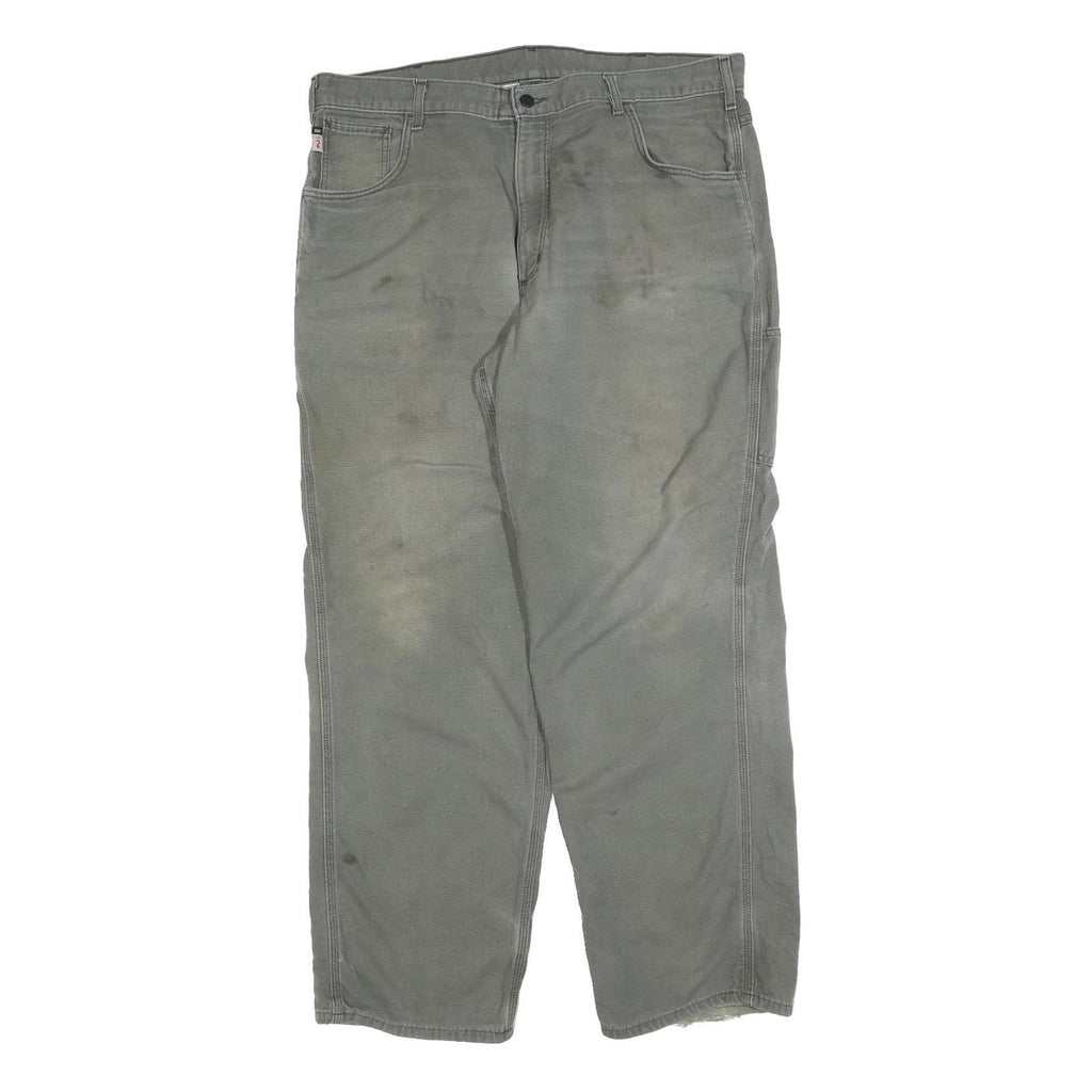 CARHARTT Mens Grey Relaxed Straight Canvas Cotton Blend Rinse W40 L32 Workwear