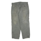 CARHARTT Mens Grey Relaxed Straight Canvas Cotton Blend Rinse W40 L32 Workwear