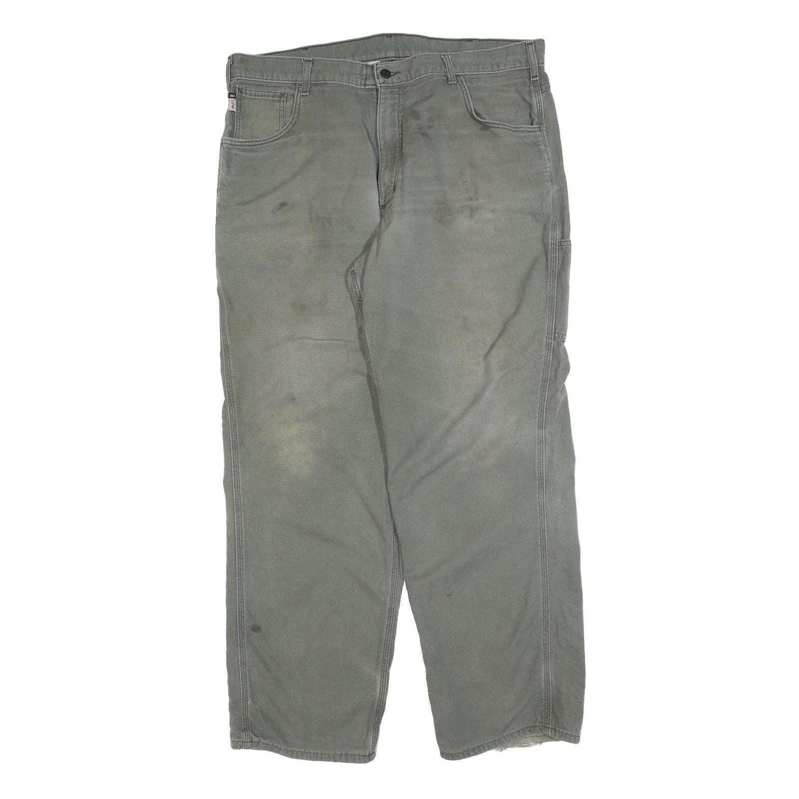 CARHARTT Mens Grey Relaxed Straight Canvas Cotton Blend Rinse W40 L32 Workwear