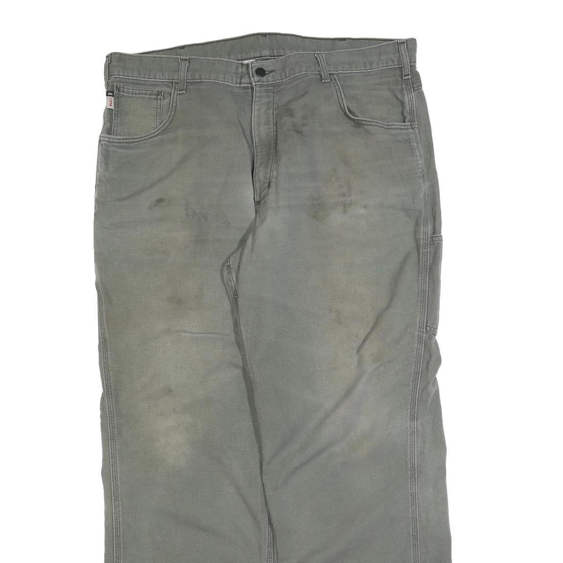 CARHARTT Mens Grey Relaxed Straight Canvas Cotton Blend Rinse W40 L32 Workwear