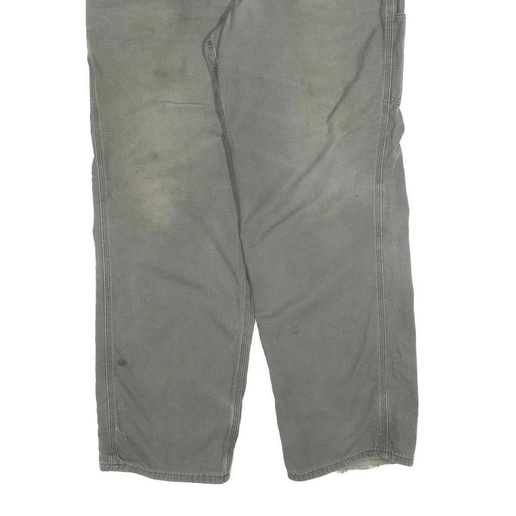 CARHARTT Mens Grey Relaxed Straight Canvas Cotton Blend Rinse W40 L32 Workwear