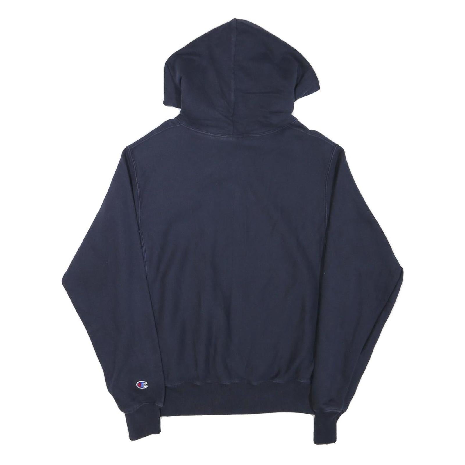 CHAMPION Mens Navy Blue Hoodie S The Bay Graphic Print Pullover Cotton Blend