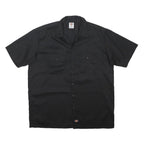 DICKIES Mens Black Short Sleeve Work Shirt XL Polyester Blend Button-Up