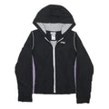 REEBOK Womens Black & Purple Lightweight Hooded Jacket UK 10 Polyester Blend Zip