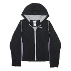 REEBOK Womens Black & Purple Lightweight Hooded Jacket UK 10 Polyester Blend Zip