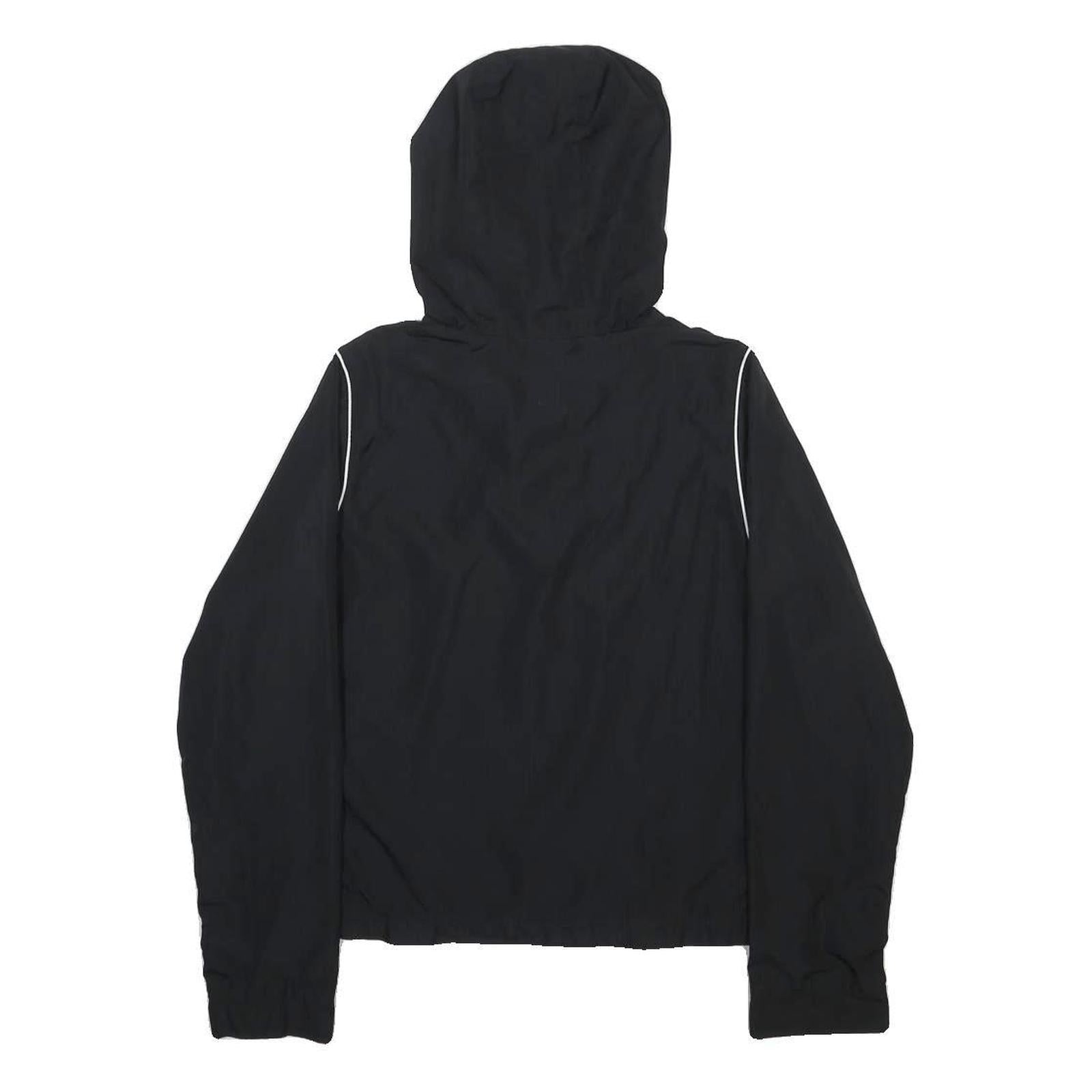 REEBOK Womens Black & Purple Lightweight Hooded Jacket UK 10 Polyester Blend Zip