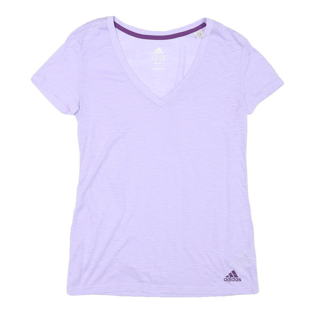 ADIDAS Womens Lilac XS V-Neck Polyester Blend T-Shirt Short Sleeve Sport Casual