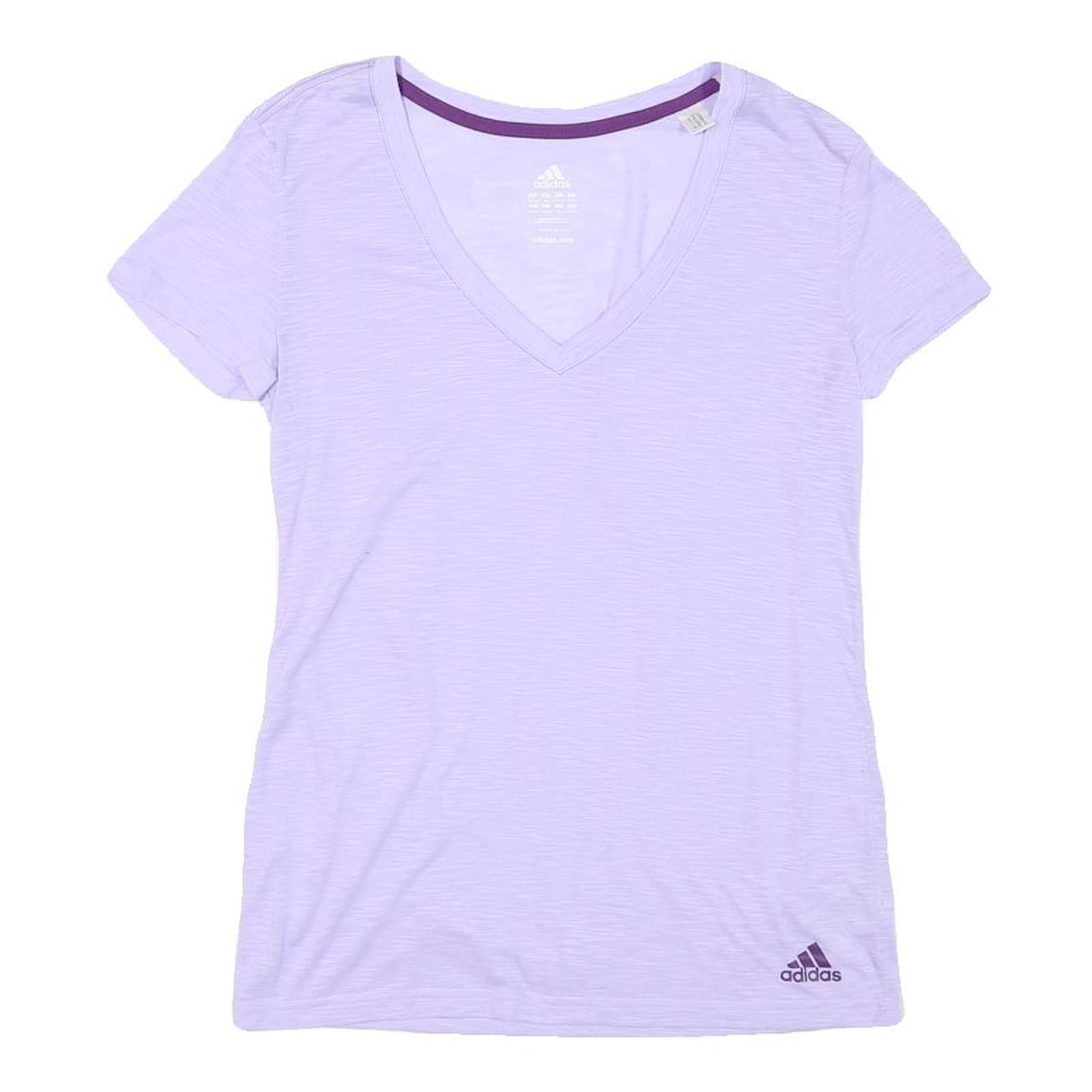 ADIDAS Womens Lilac XS V-Neck Polyester Blend T-Shirt Short Sleeve Sport Casual