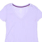 ADIDAS Womens Lilac XS V-Neck Polyester Blend T-Shirt Short Sleeve Sport Casual