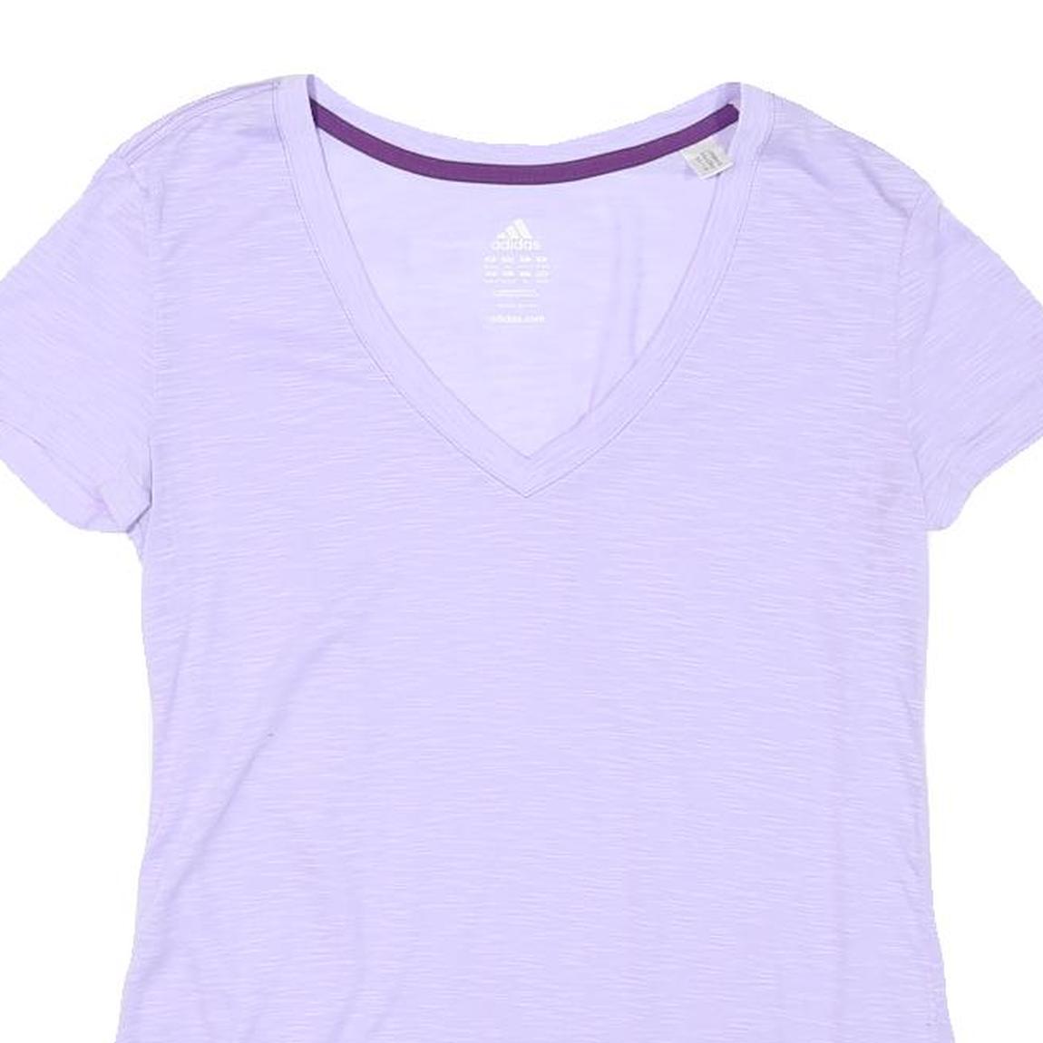 ADIDAS Womens Lilac XS V-Neck Polyester Blend T-Shirt Short Sleeve Sport Casual