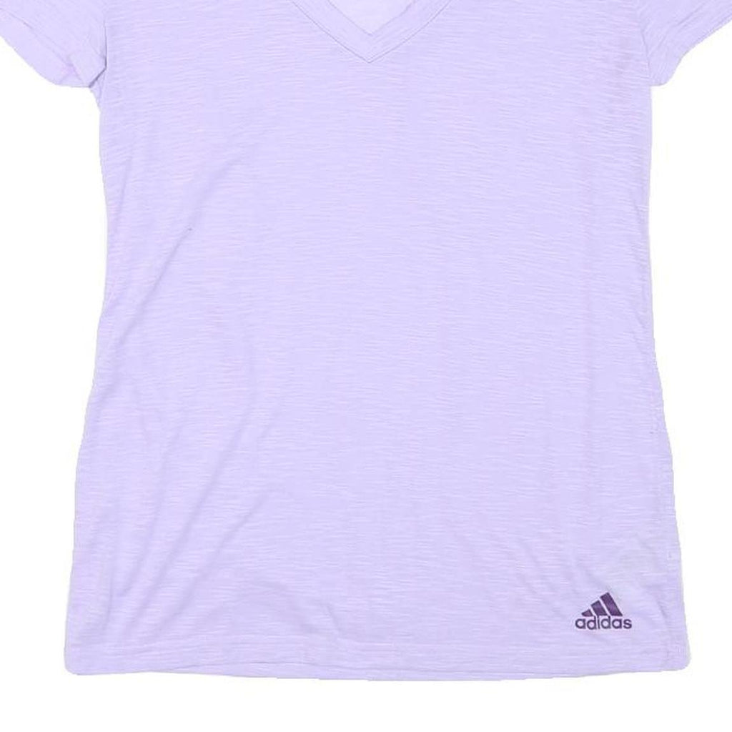 ADIDAS Womens Lilac XS V-Neck Polyester Blend T-Shirt Short Sleeve Sport Casual