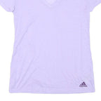 ADIDAS Womens Lilac XS V-Neck Polyester Blend T-Shirt Short Sleeve Sport Casual