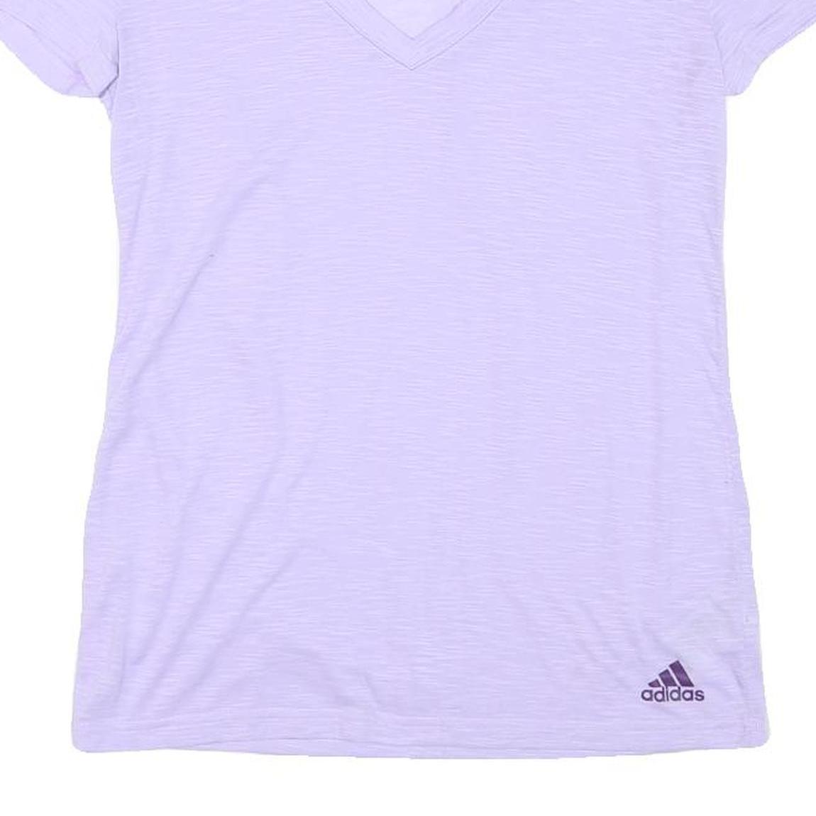 ADIDAS Womens Lilac XS V-Neck Polyester Blend T-Shirt Short Sleeve Sport Casual