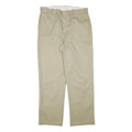 DICKIES Mens Regular Beige Cotton Blend Zip Trousers W36 L31 Workwear Classic