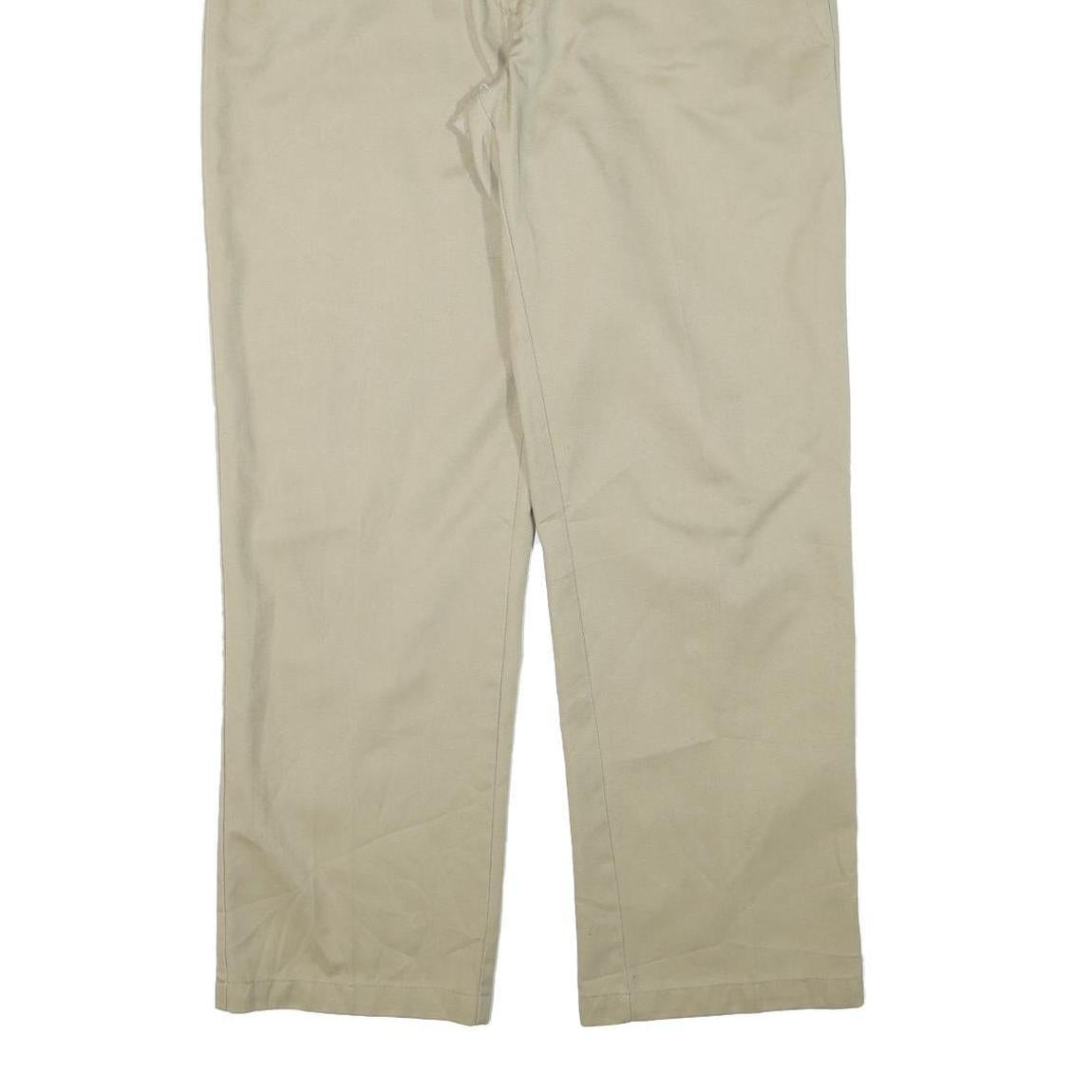 DICKIES Mens Regular Beige Cotton Blend Zip Trousers W36 L31 Workwear Classic