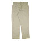 DICKIES Mens Regular Beige Cotton Blend Zip Trousers W36 L31 Workwear Classic
