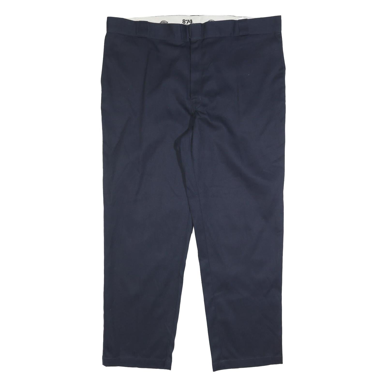 DICKIES Mens Cotton Blend Navy Blue Regular Fit Straight Trousers W44 L32