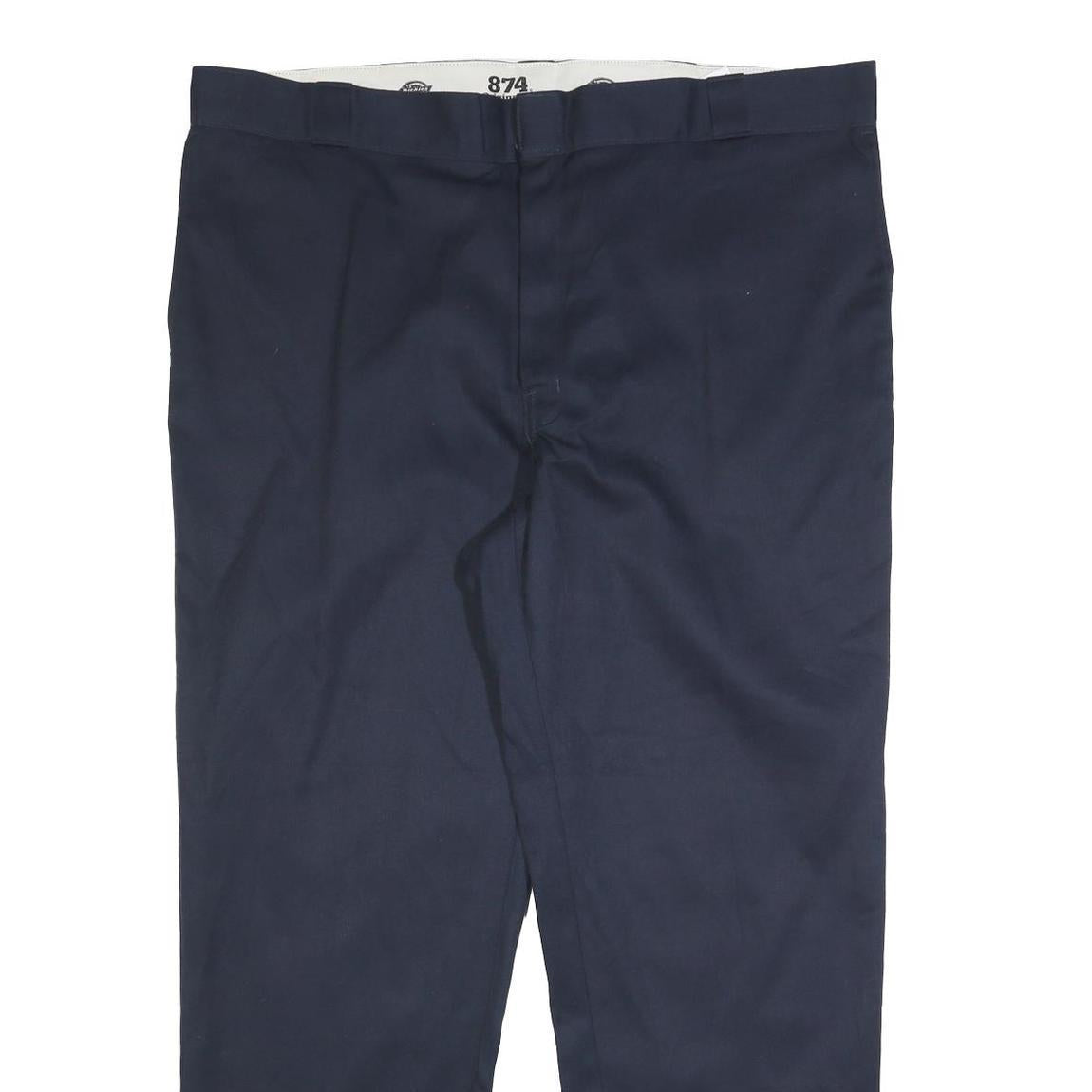 DICKIES Mens Cotton Blend Navy Blue Regular Fit Straight Trousers W44 L32