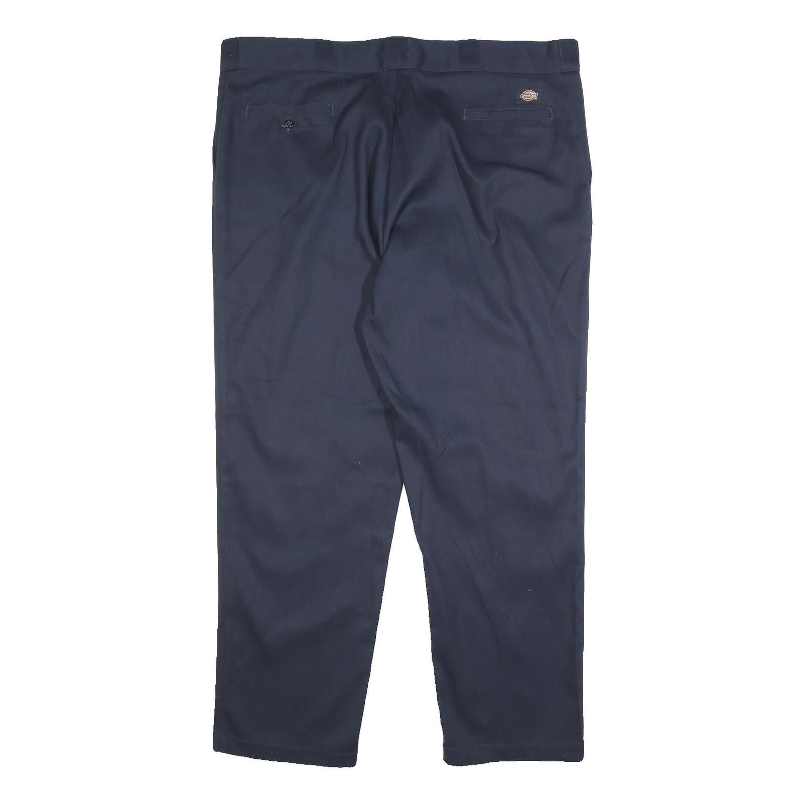 DICKIES Mens Cotton Blend Navy Blue Regular Fit Straight Trousers W44 L32