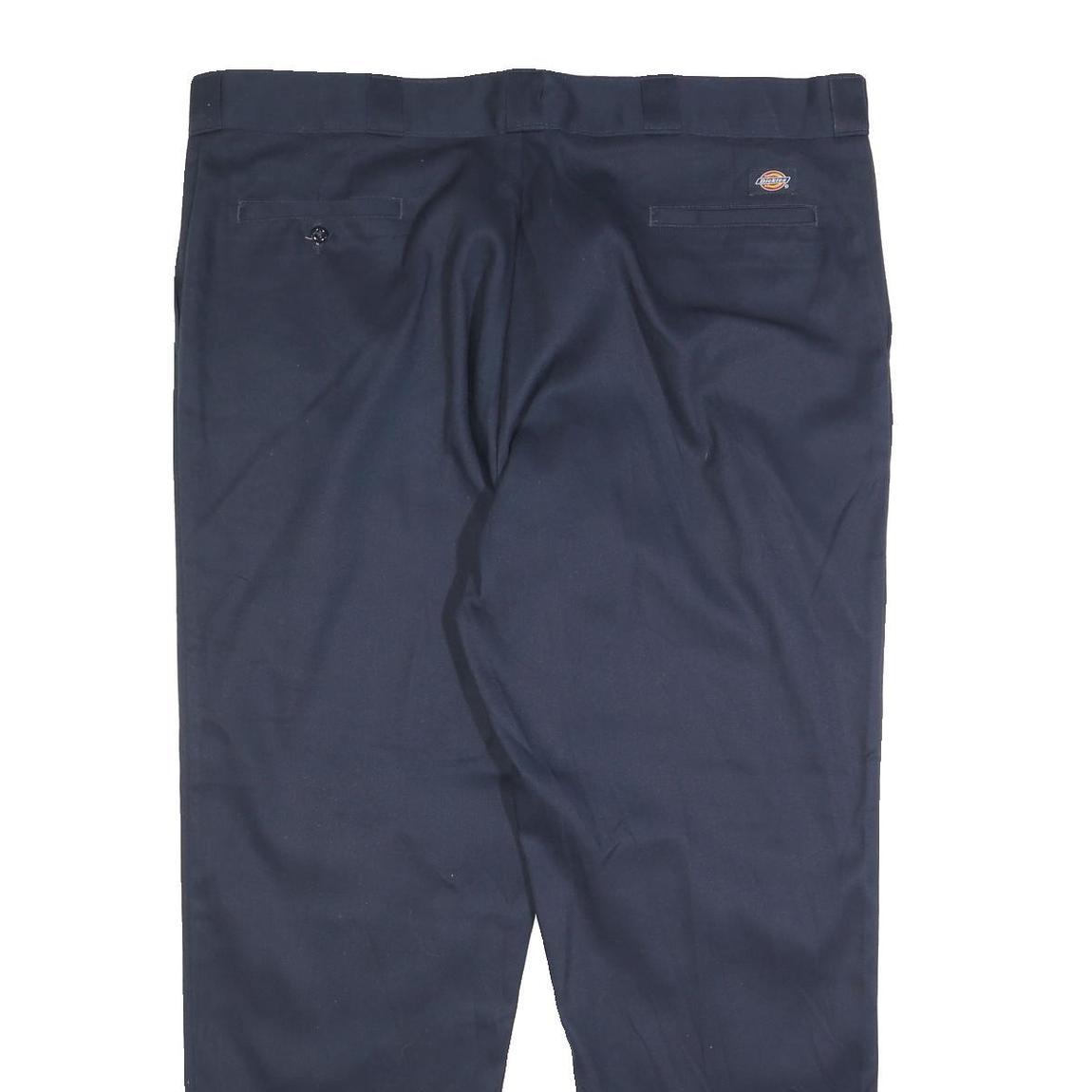 DICKIES Mens Cotton Blend Navy Blue Regular Fit Straight Trousers W44 L32