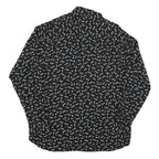 Mens Black Printed Cotton Blend Shirt M Casual Long Sleeve Button Closure