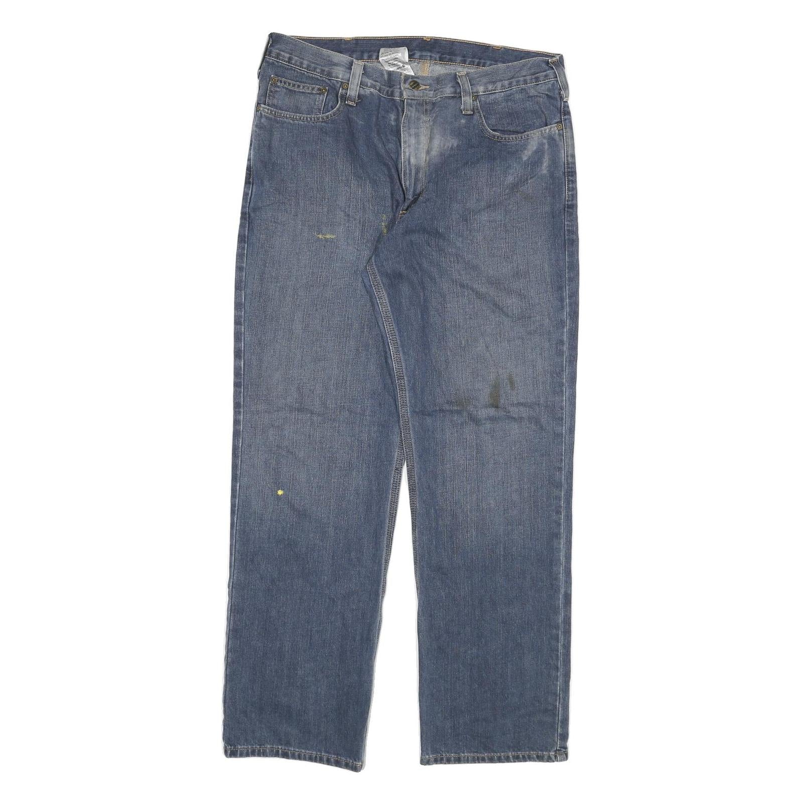 CARHARTT Mens Jeans Blue Regular Straight Denim W36 L32 Workwear Zip Closure