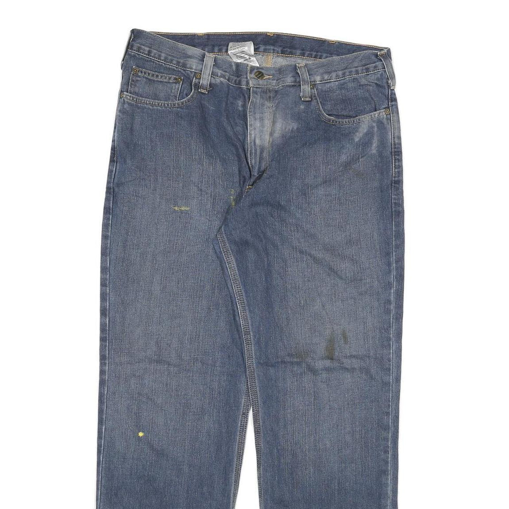 CARHARTT Mens Jeans Blue Regular Straight Denim W36 L32 Workwear Zip Closure