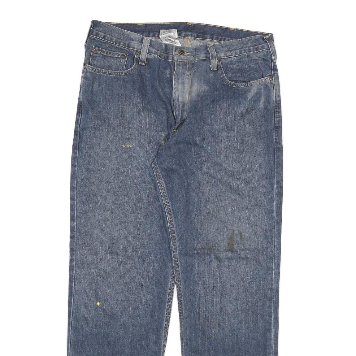CARHARTT Mens Jeans Blue Regular Straight Denim W36 L32 Workwear Zip Closure