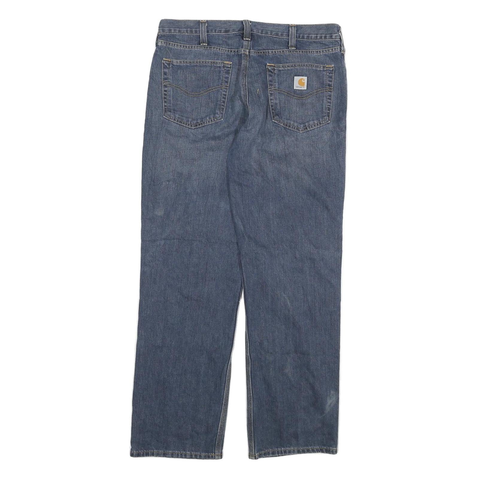 CARHARTT Mens Jeans Blue Regular Straight Denim W36 L32 Workwear Zip Closure