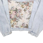 TOP IN JEANS Womens Blue Denim Jacket M Cotton Blend Floral Panel Button Closure