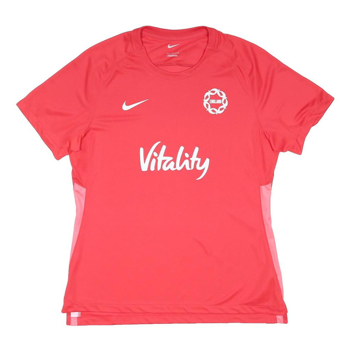 NIKE Womens Red & Light Pink Vitality Graphic T-Shirt L Short Sleeve Round Neck