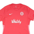 NIKE Womens Red & Light Pink Vitality Graphic T-Shirt L Short Sleeve Round Neck