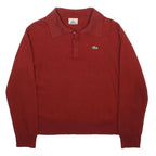 LACOSTE Womens Red Plain Polo Fashion Style Jumper Wool S Classic Knit