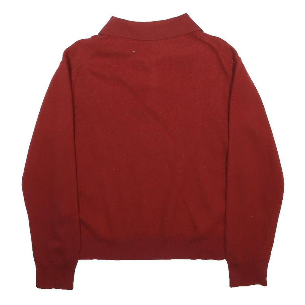 LACOSTE Womens Red Plain Polo Fashion Style Jumper Wool S Classic Knit