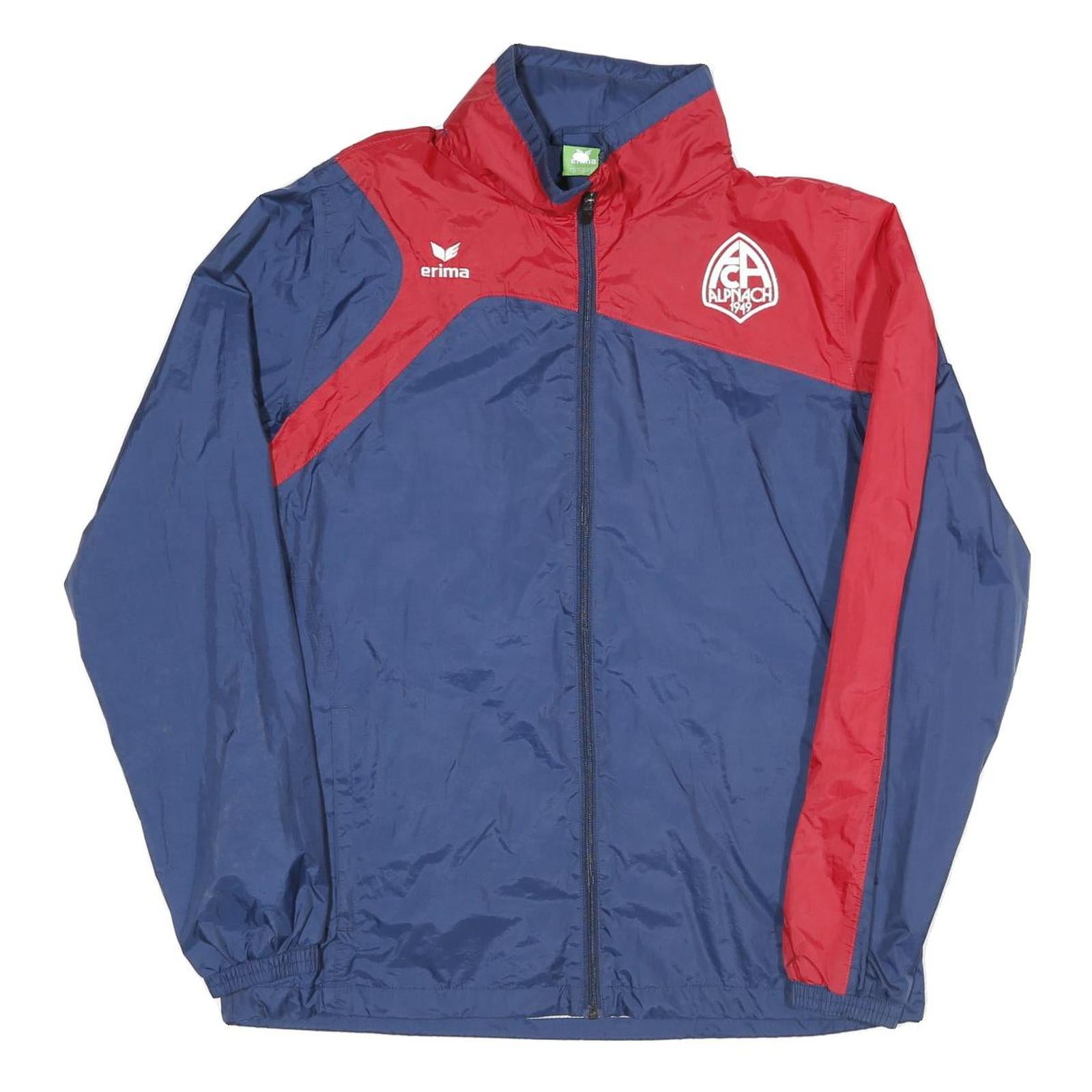 Mens Blue & Red Plain Erima Track Jacket M Polyester Blend Zip