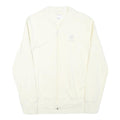 REEBOK Mens Cream White Zip Jacket S Cotton Blend Plain Lightweight Sportswear
