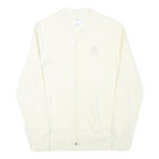 REEBOK Mens Cream White Zip Jacket S Cotton Blend Plain Lightweight Sportswear