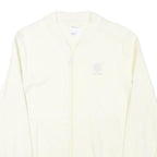 REEBOK Mens Cream White Zip Jacket S Cotton Blend Plain Lightweight Sportswear