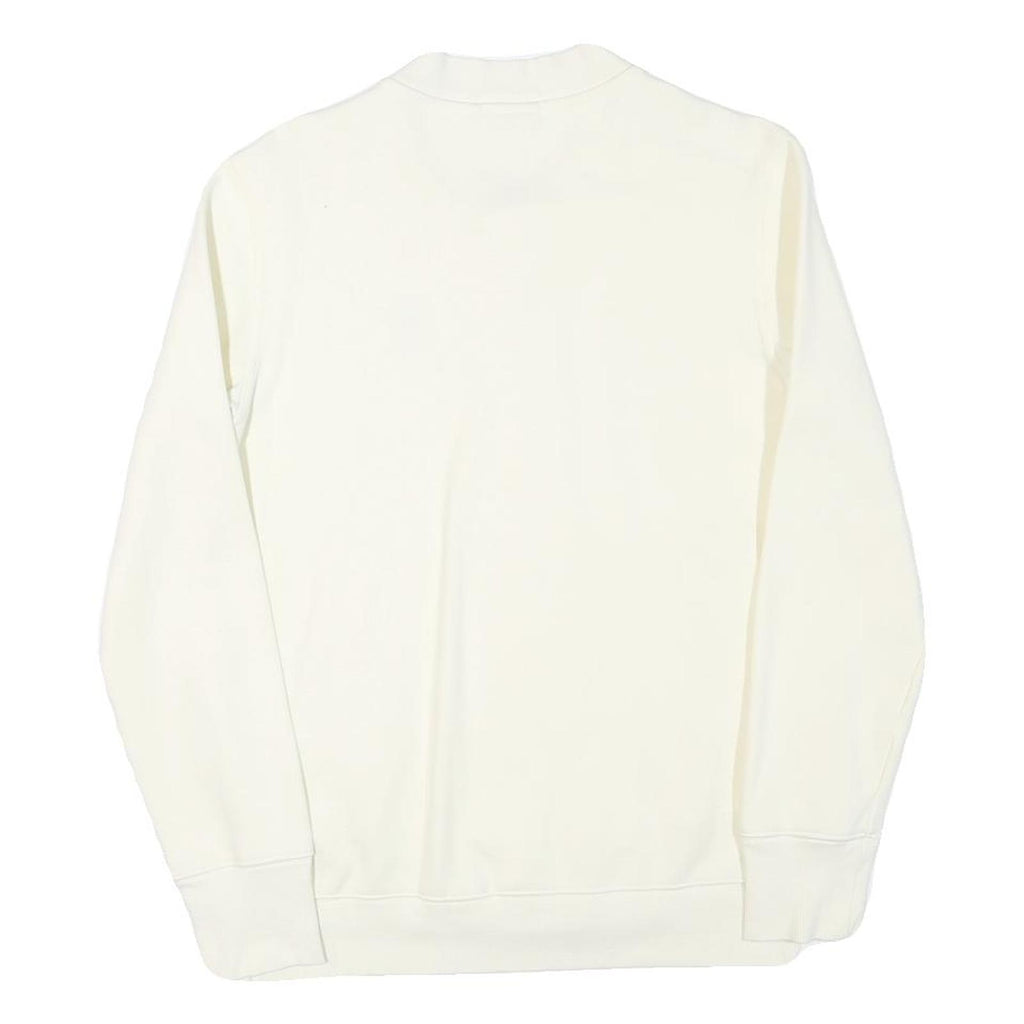 REEBOK Mens Cream White Zip Jacket S Cotton Blend Plain Lightweight Sportswear