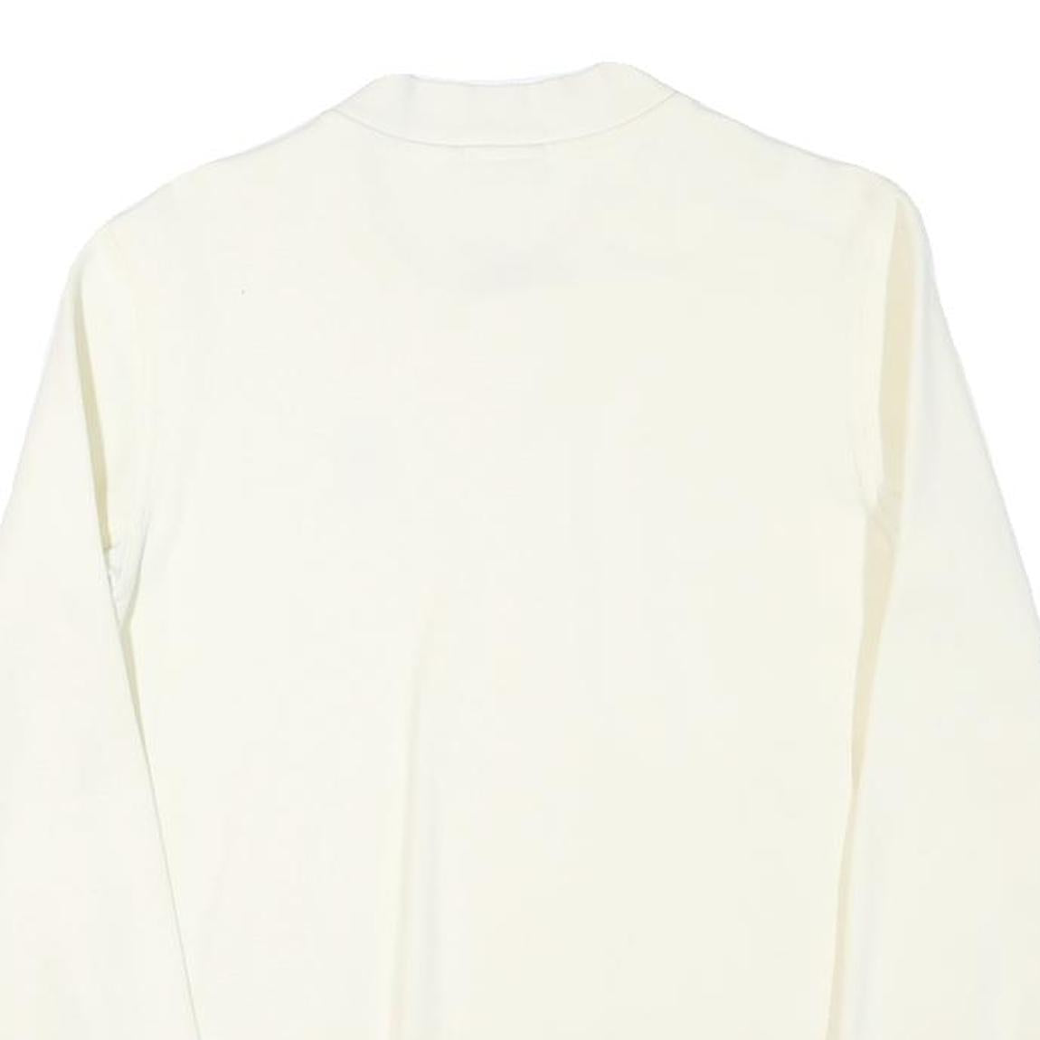 REEBOK Mens Cream White Zip Jacket S Cotton Blend Plain Lightweight Sportswear