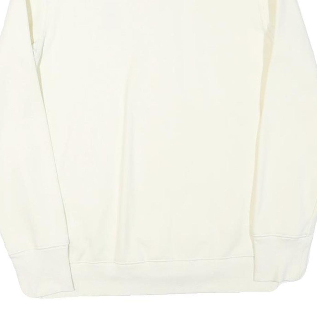 REEBOK Mens Cream White Zip Jacket S Cotton Blend Plain Lightweight Sportswear