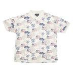 CROFT & BARROW USA Mens Polo Shirt Cream 90s Crazy Pattern XL