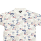 CROFT & BARROW USA Mens Polo Shirt Cream 90s Crazy Pattern XL