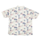CROFT & BARROW USA Mens Polo Shirt Cream 90s Crazy Pattern XL