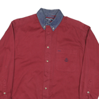 REGATTA Mens Red Shirt M Casual Denim Collar Button Long Sleeve Cotton Blend