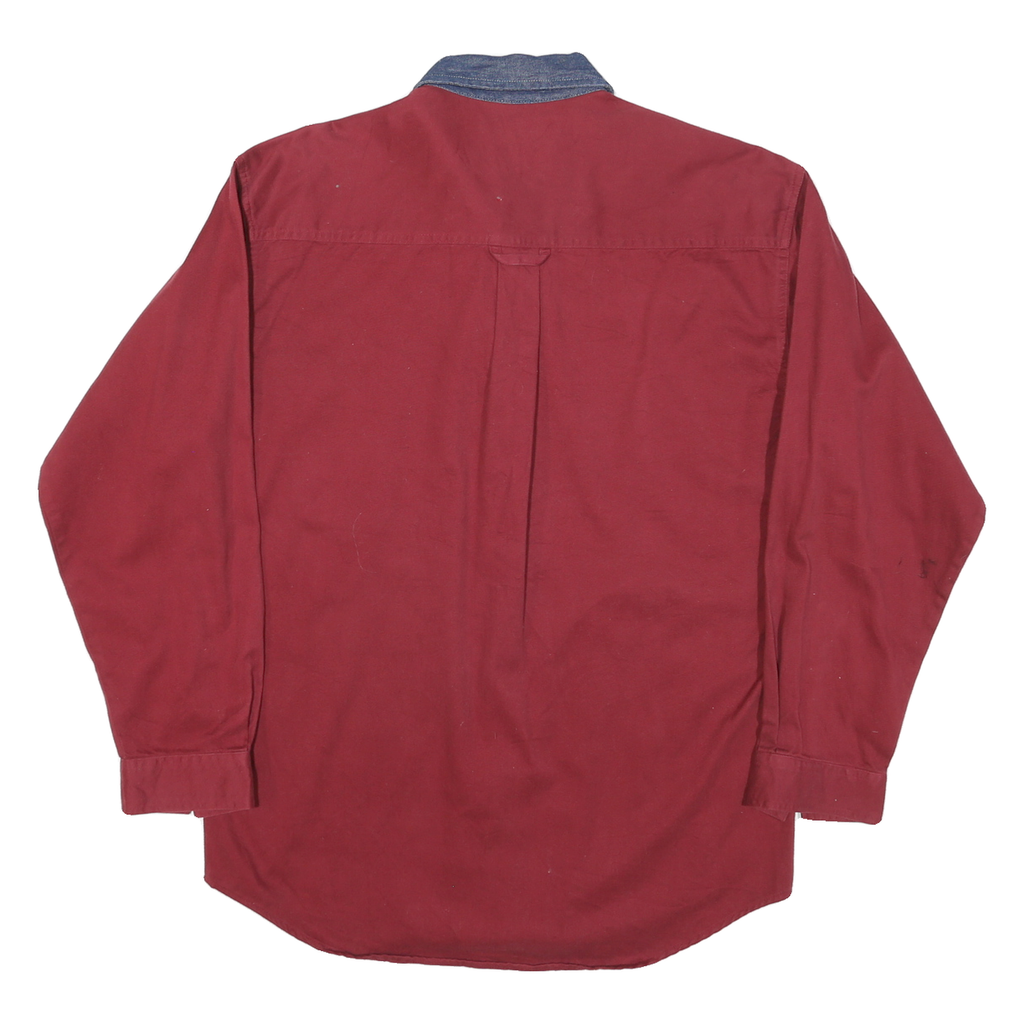 REGATTA Mens Red Shirt M Casual Denim Collar Button Long Sleeve Cotton Blend