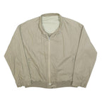 Mens Beige Reversible Zip Jacket L Cotton Blend Plain Classic Lightweight