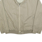 Mens Beige Reversible Zip Jacket L Cotton Blend Plain Classic Lightweight