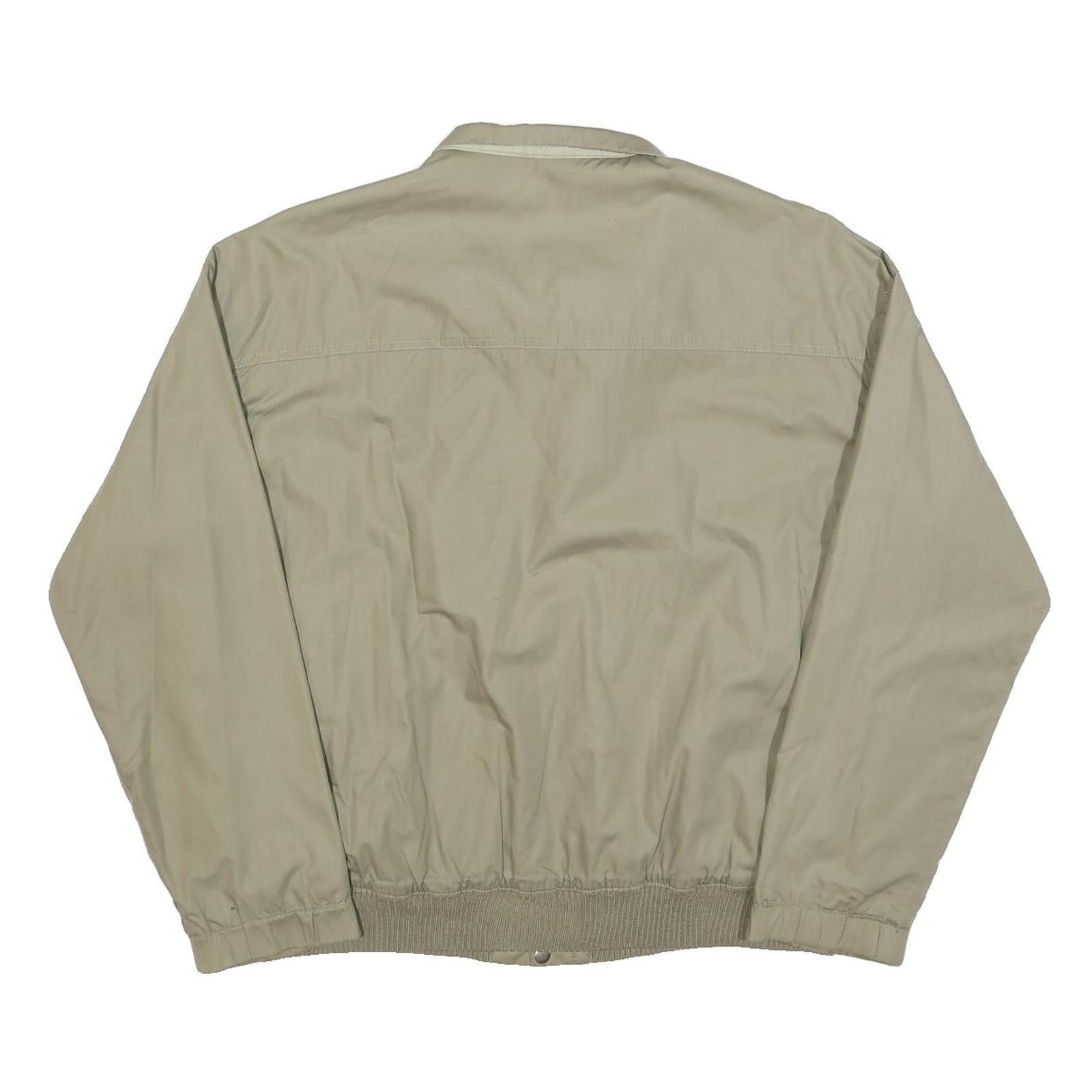 Mens Beige Reversible Zip Jacket L Cotton Blend Plain Classic Lightweight