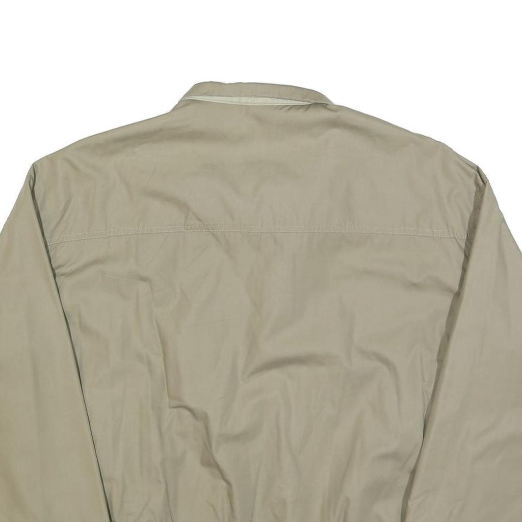 Mens Beige Reversible Zip Jacket L Cotton Blend Plain Classic Lightweight